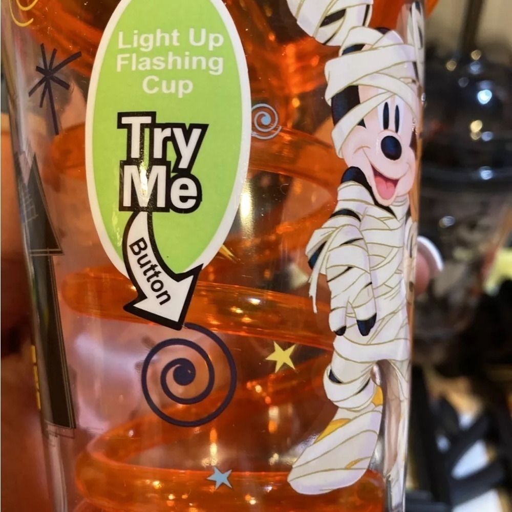 3 Disney Mickey & Minnie Jack Skellington Light Up Flashing Dome Top Cup & Straw - Picture 5 of 6